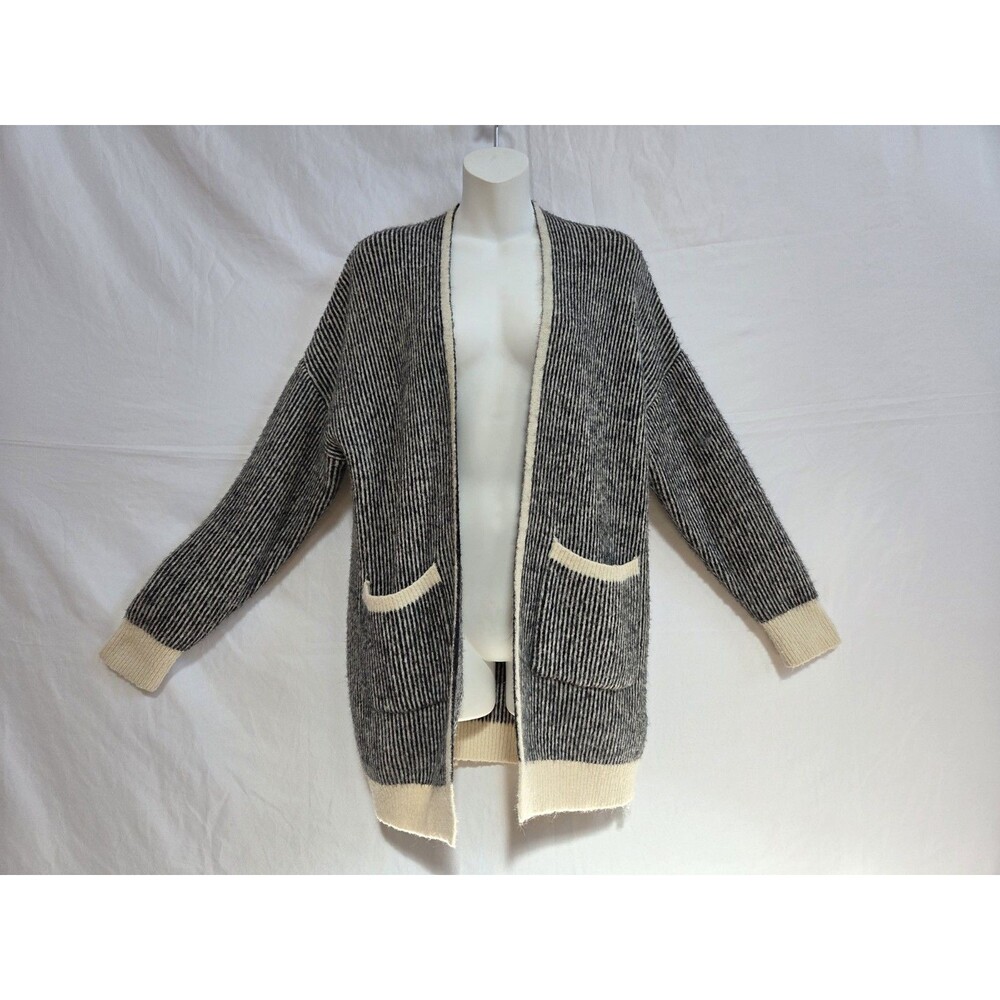 FRNCH Paris Open Long Cardigan Sweater Stripe Black White Size M/L Medium Large